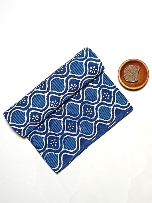 Silli Deepak Jaal Mud Dabu Motif Indigo Hand Block Dabu Print Fabric