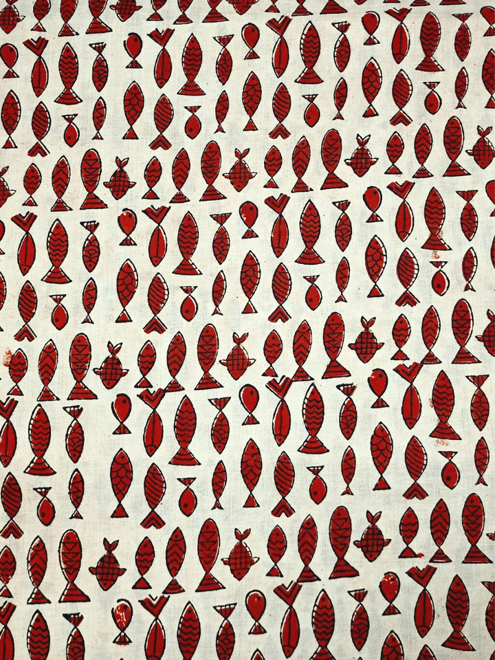 Bagru Small Fish Off Red Print