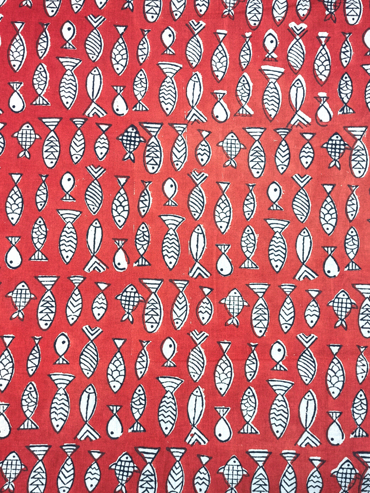 Bagru Small Fish Dark Red Print