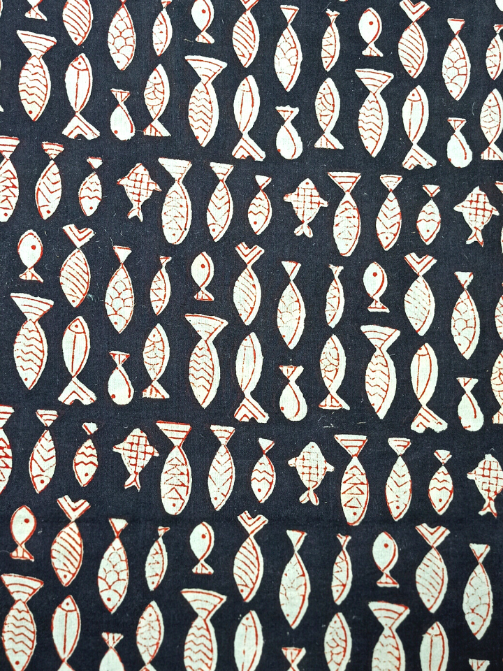 Bagru Small Fish Dark Black Print