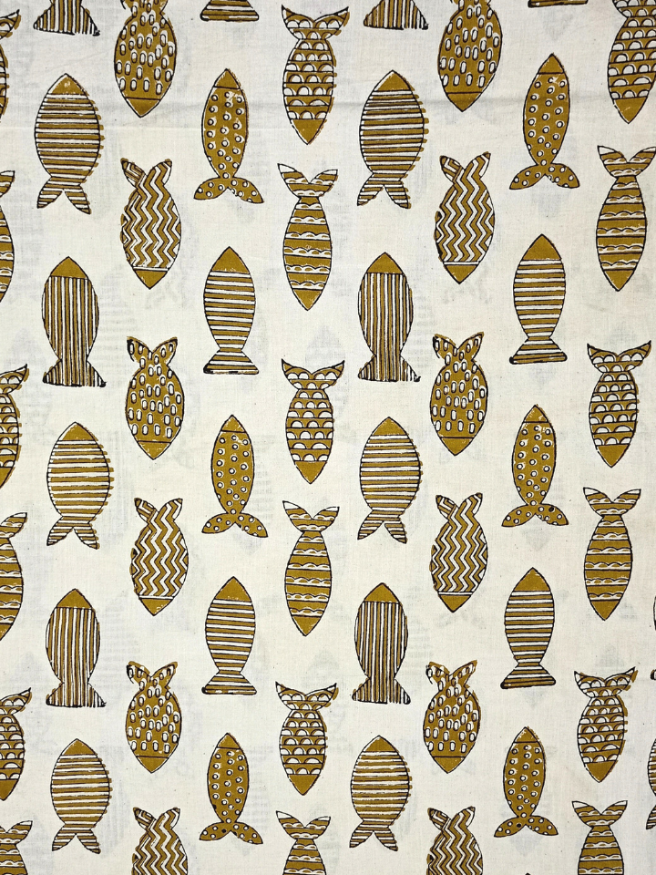 Bagru Big Fish Off Yellow Print