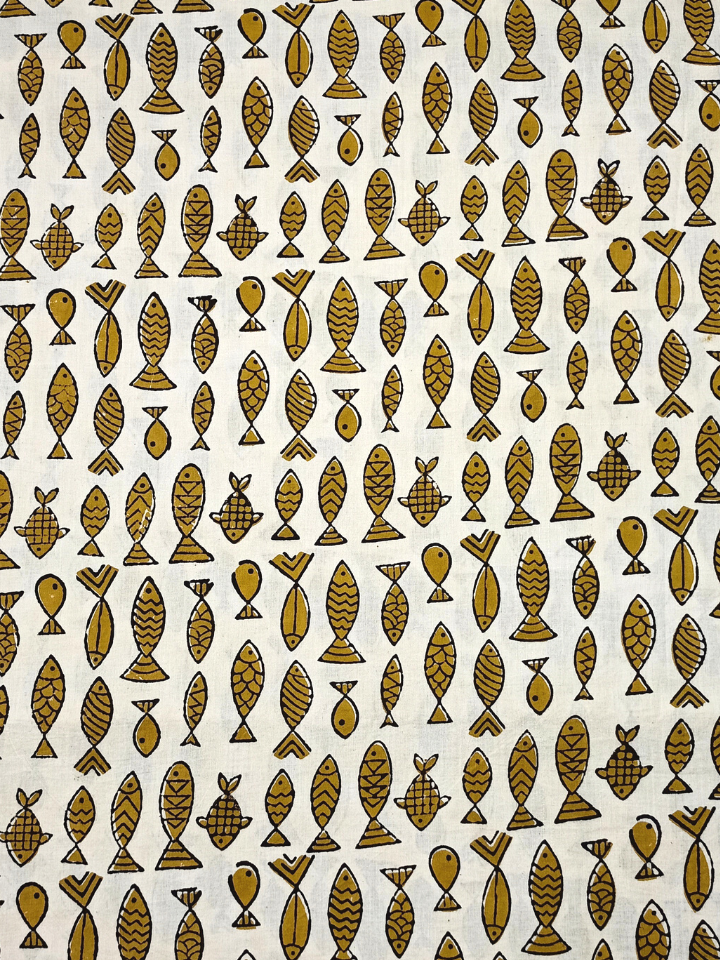Bagru Small Fish Off Yellow Print