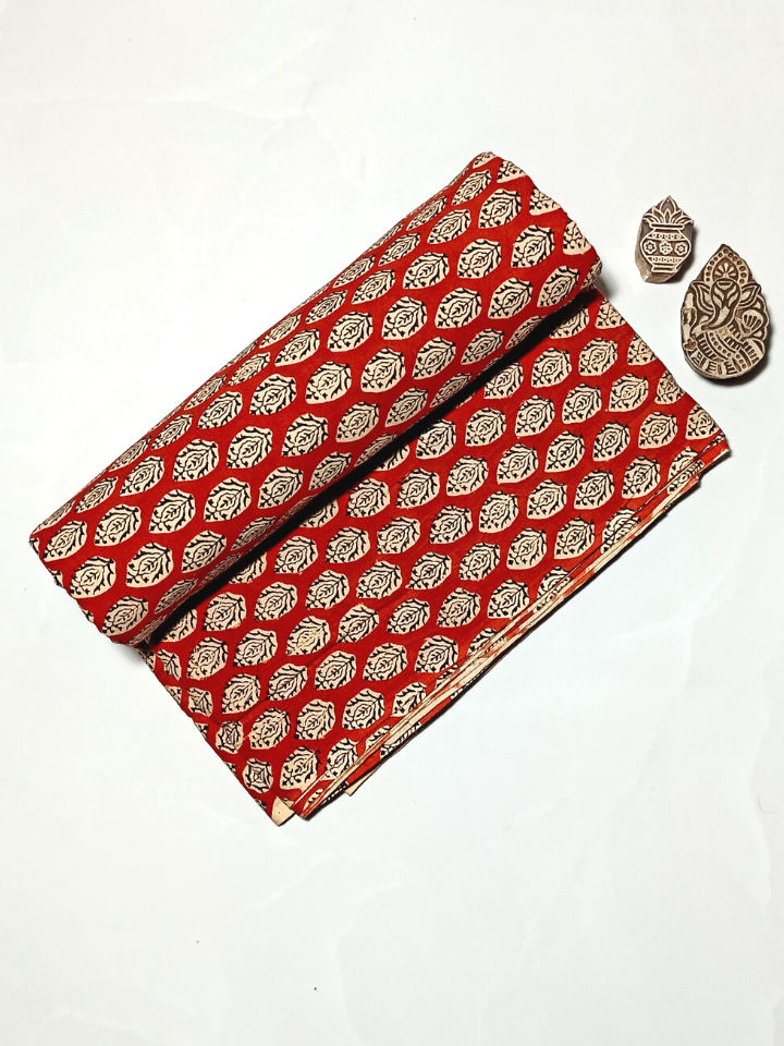 Bagru Chokdi Stripes Base Yellow With Chokdi Black Colour Hand Block Print Fabric