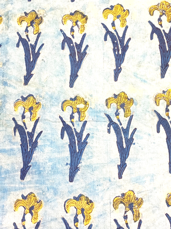 Ajrak Flower Butta Jaal With Indigo leaves Print