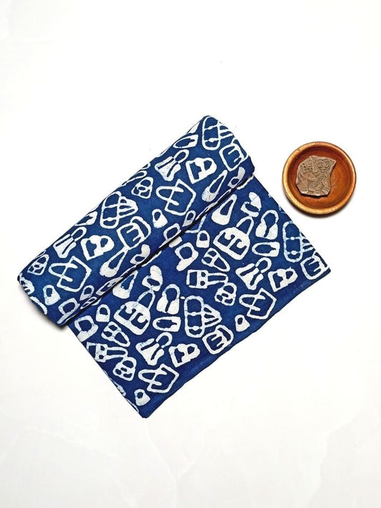 Geometric Kids Bag Motif Mud Dabu Indigo Hand Block Dabu Print Fabric