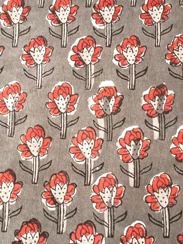 Jawtha Red Floral Small Butti Print