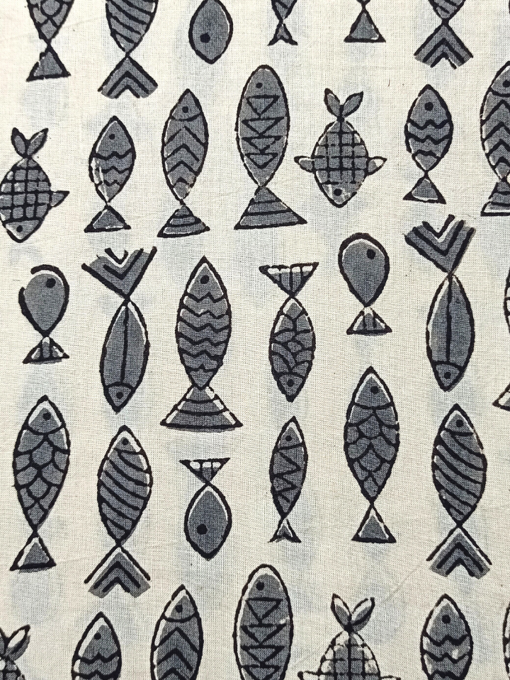 Bagru Small Fish Off White Print