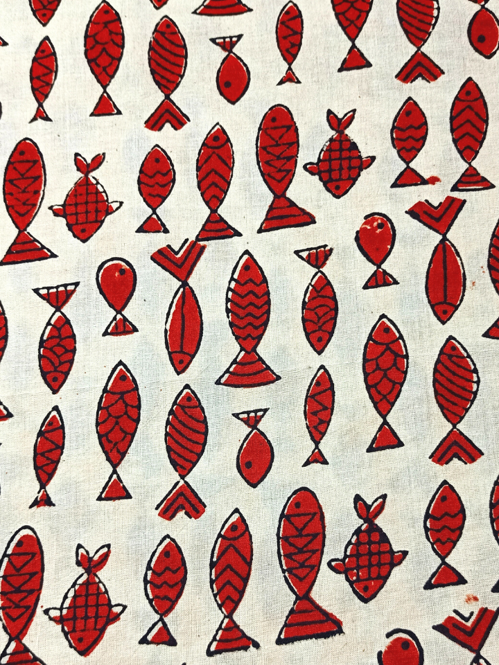 Bagru Small Fish Off Red Print