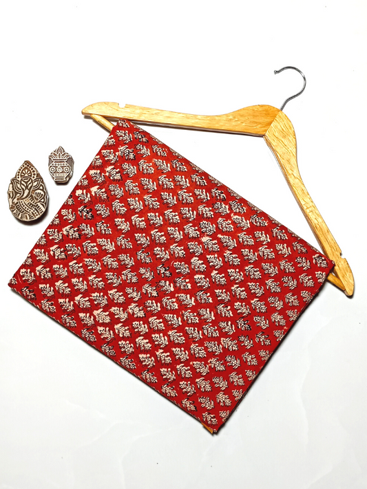Butti 2 Kaam Base Red And Black Butti Colour Hand Block Bagru Print Fabric