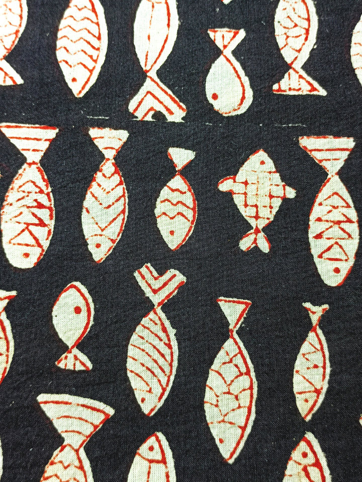 Bagru Small Fish Dark Black Print