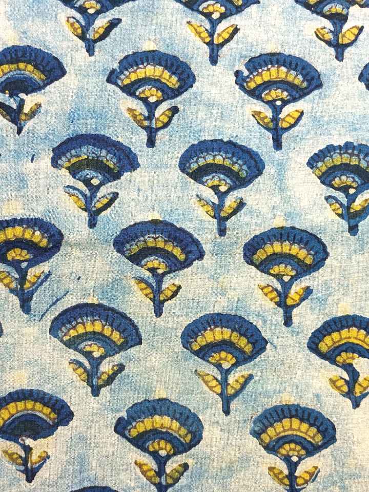 Ajrak Small Jaal Butti With Indigo Base Print