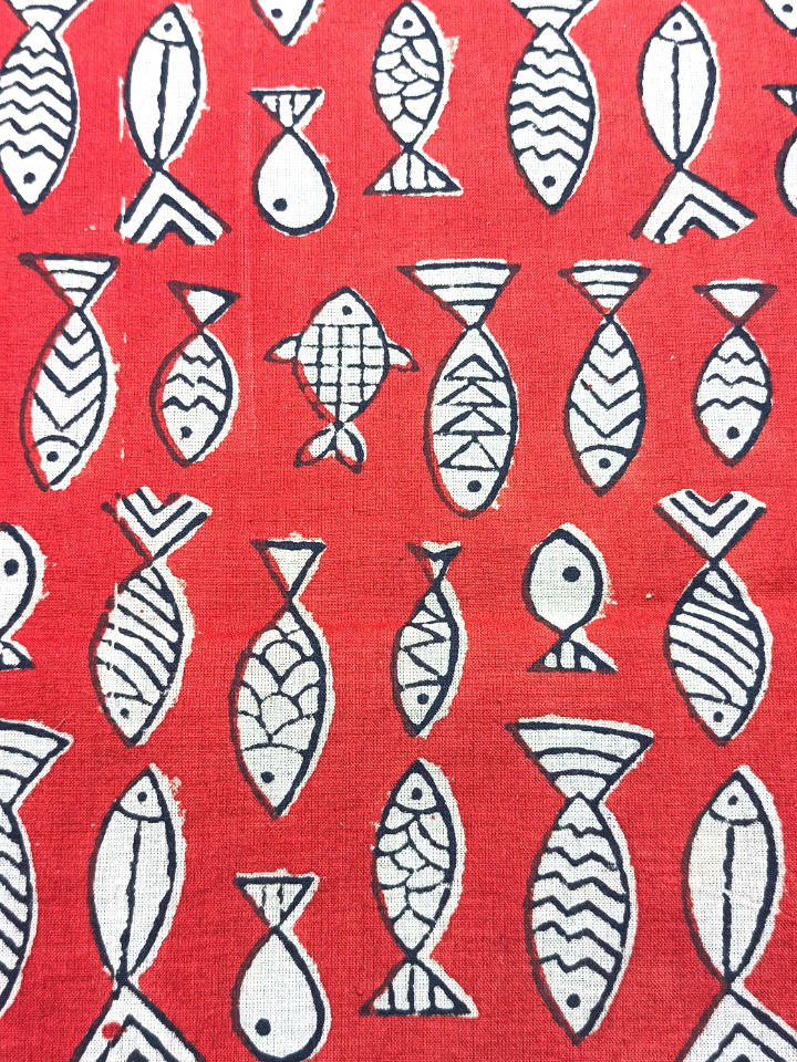 Bagru Small Fish Dark Red Print