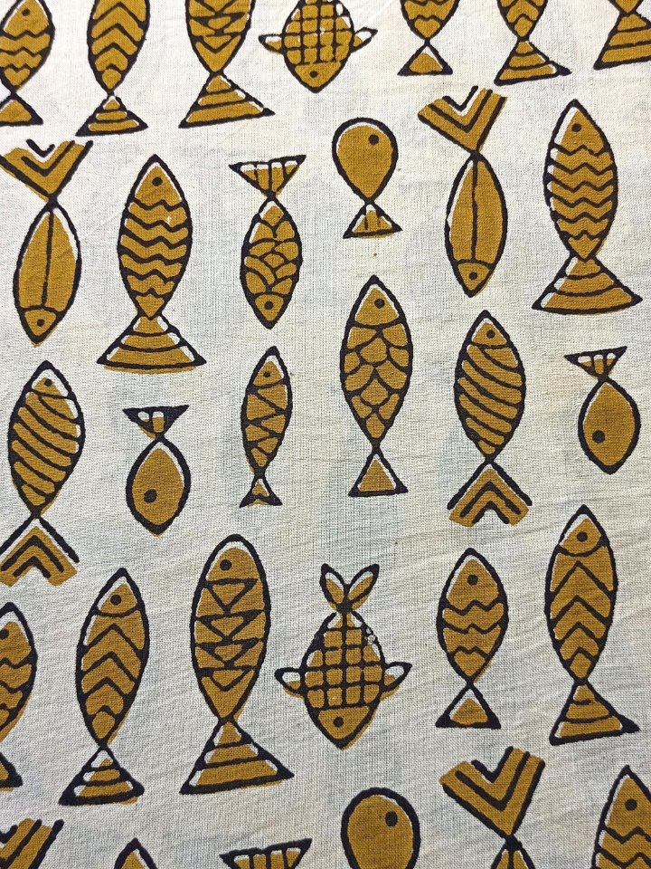 Bagru Small Fish Off Yellow Print