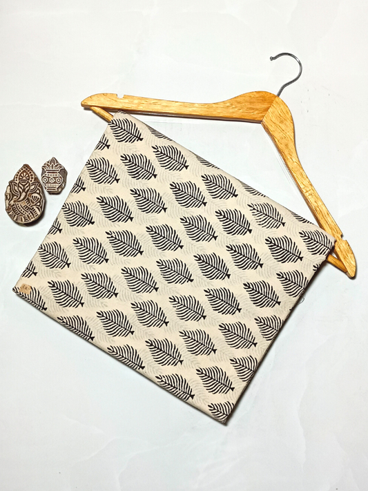 Bagru Geometric Leave With Cover Flower Base Red Off Grey Leave And Flower Colour Hand Block Print Fabric