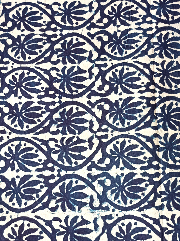 Dabu Indigo Floral Jaal Leave Print