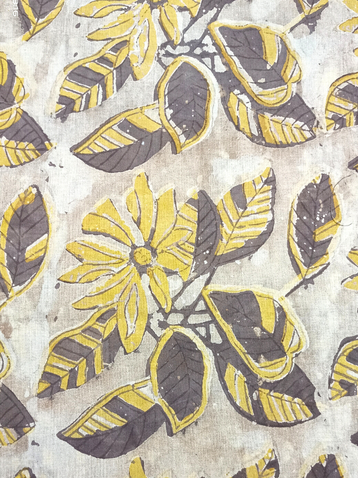 Ajrak Kashish Mustard Yellow Floral Jaal Print