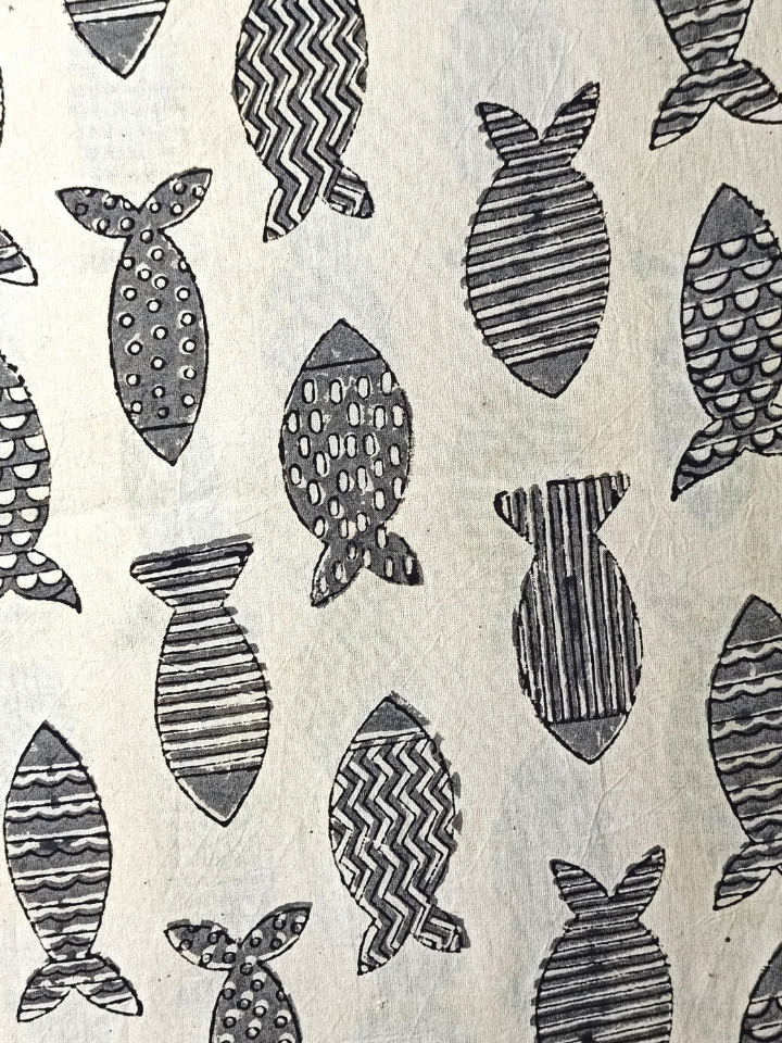 Bagru Big Fish Off White Print