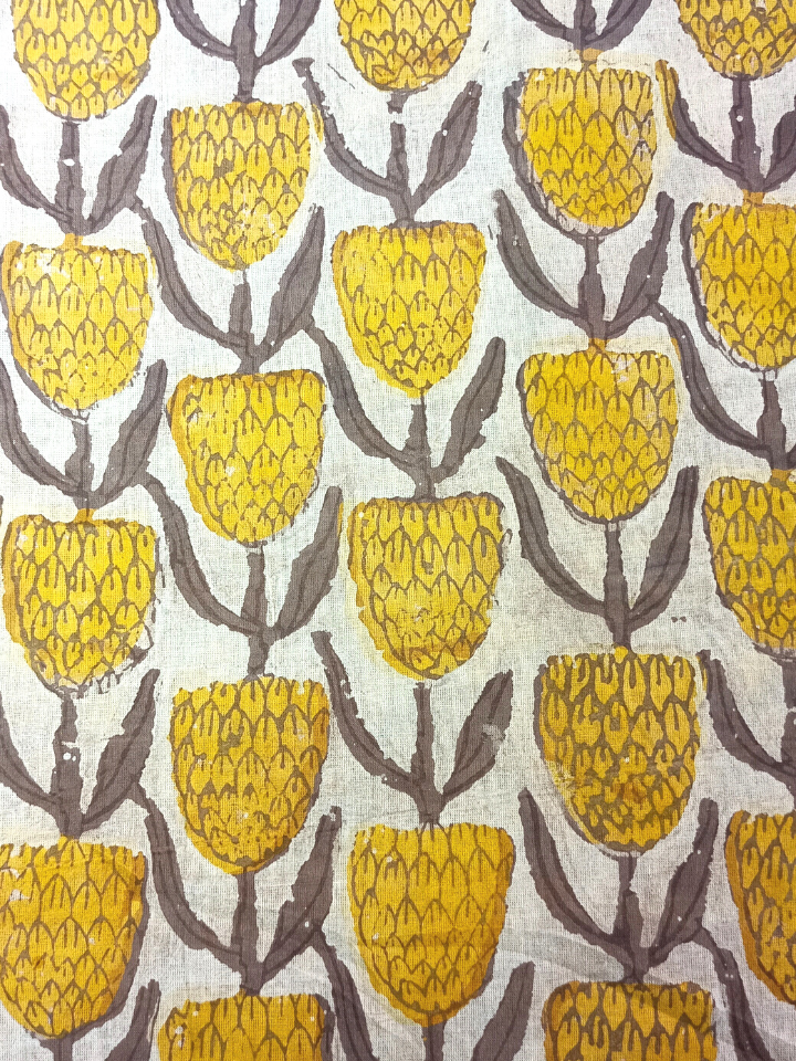 Ajrak Kashish Mustrad Yellow Flower Jaal With Off-White Base Print