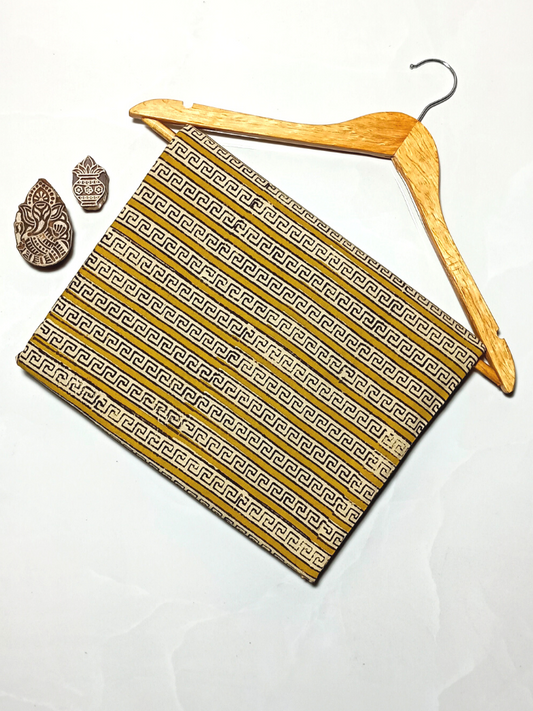 Bagru Chokdi Stripes Base Red With Chokdi Black Colour Hand Block Print Fabric