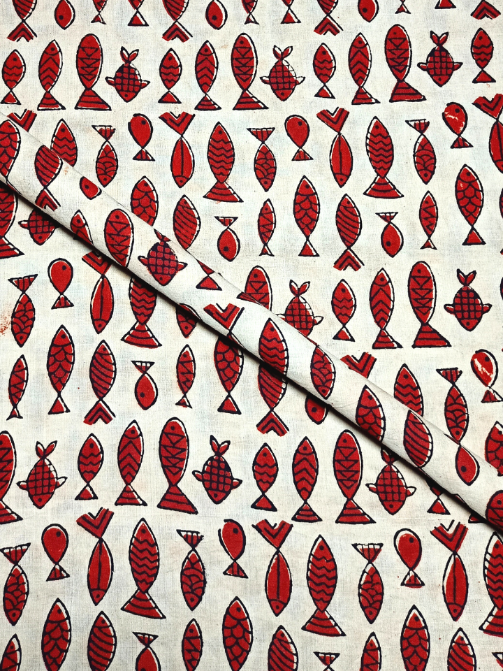 Bagru Small Fish Off Red Print