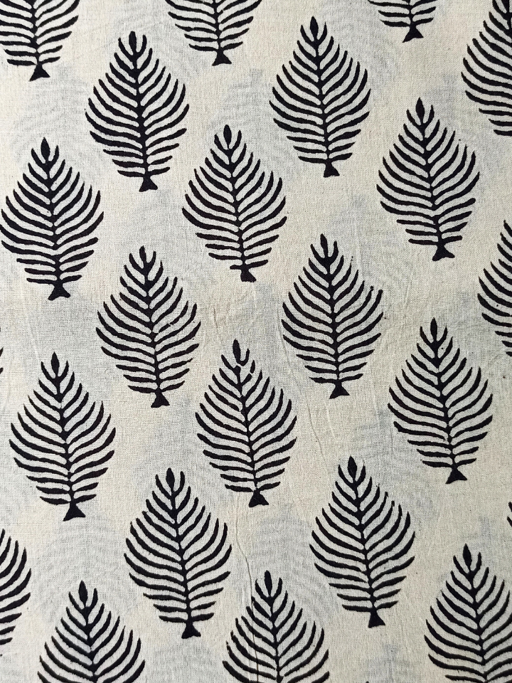 Bagru Geometric Leave With Cover Flower Base Red Off Grey Leave And Flower Colour Hand Block Print Fabric