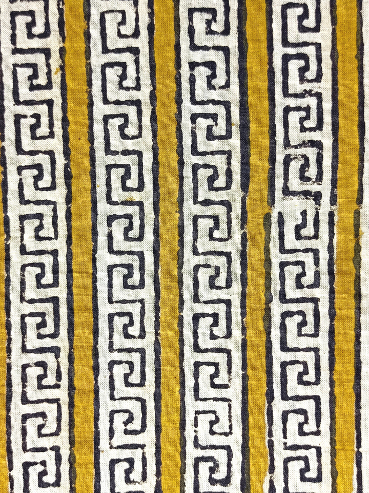 Bagru Chokdi Stripes Base Red With Chokdi Black Colour Hand Block Print Fabric