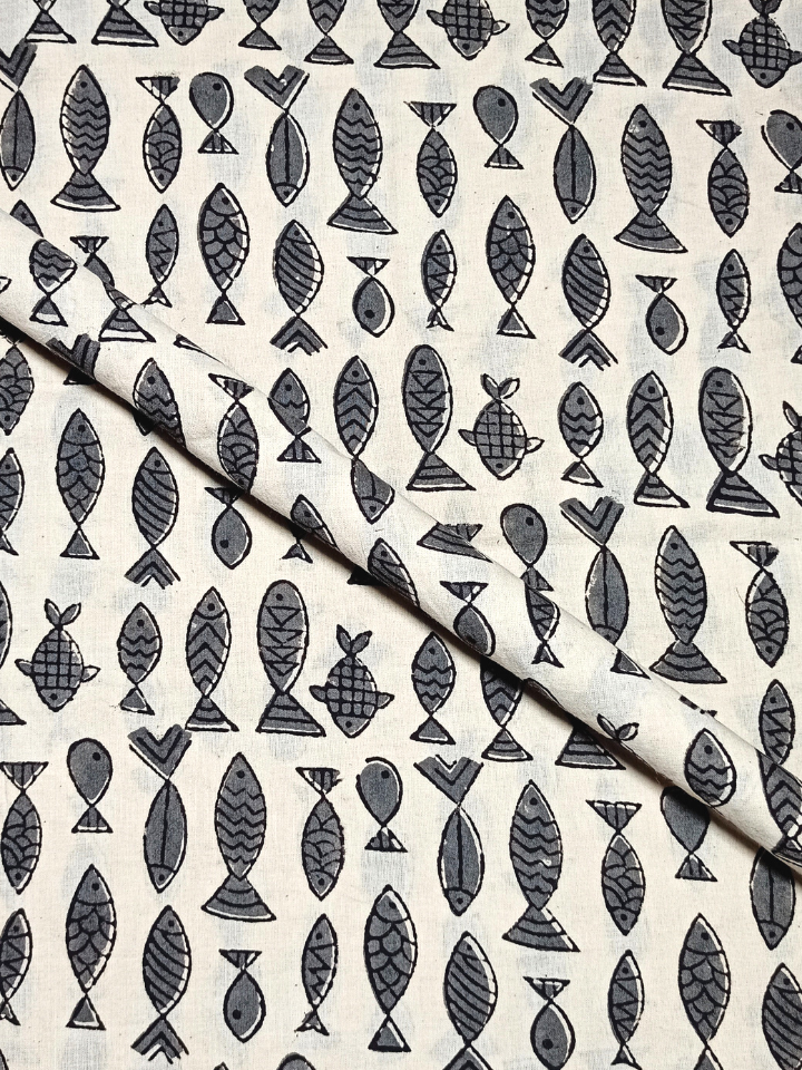 Bagru Small Fish Off White Print