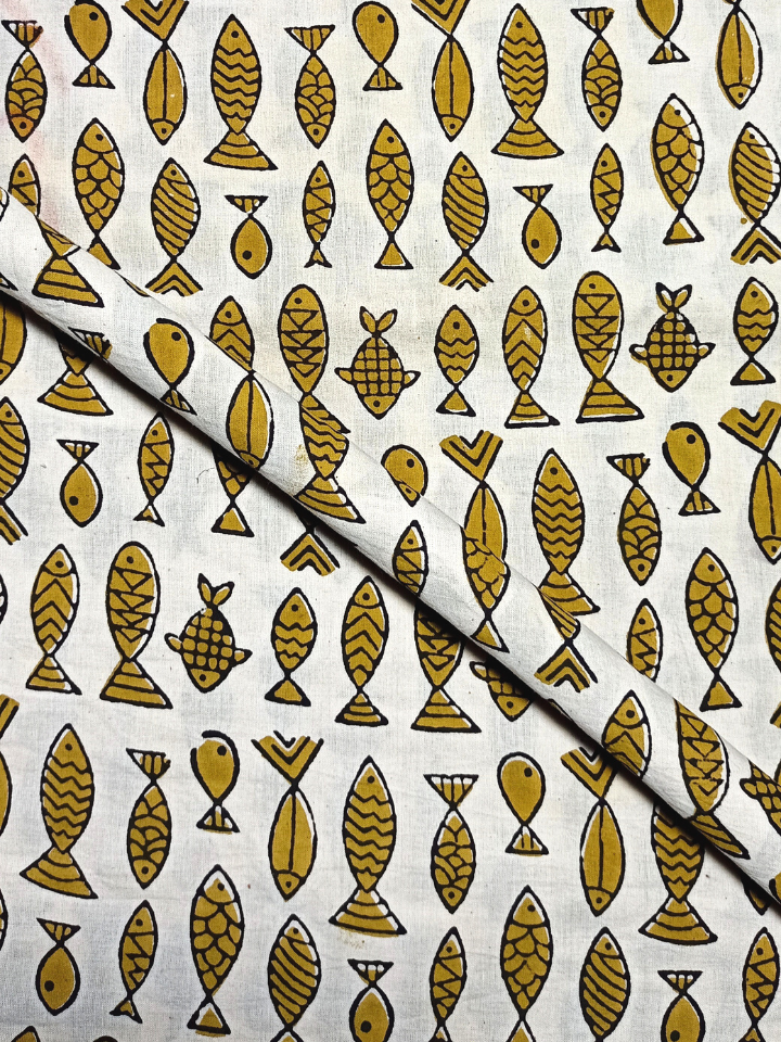 Bagru Small Fish Off Yellow Print