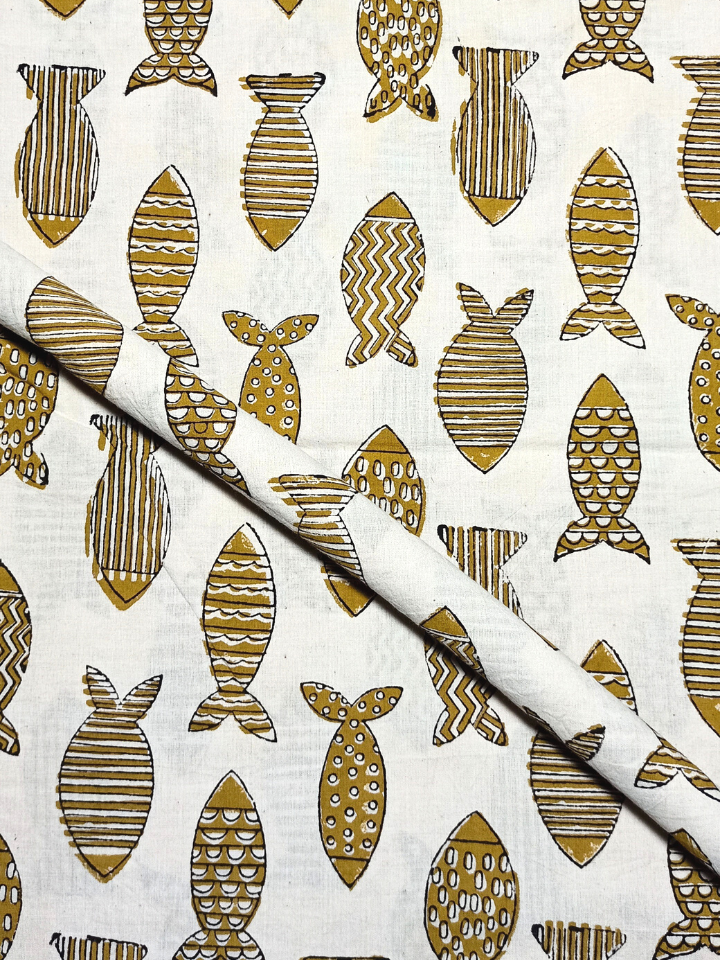 Bagru Big Fish Off Yellow Print