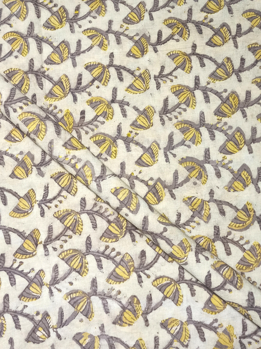 Ajrak Kashish Mustrad Yellow Umbrella Jaal With Off Cream Base Print