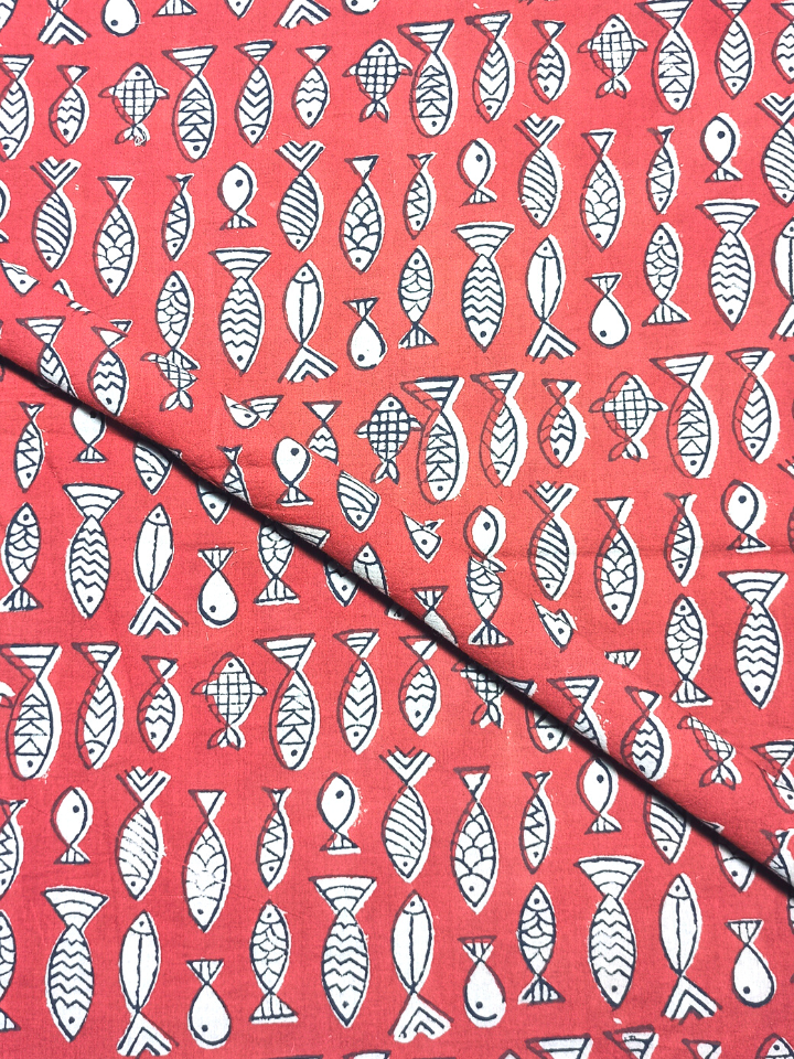 Bagru Small Fish Dark Red Print