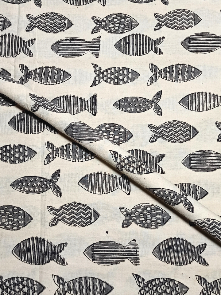 Bagru Big Fish Off White Print