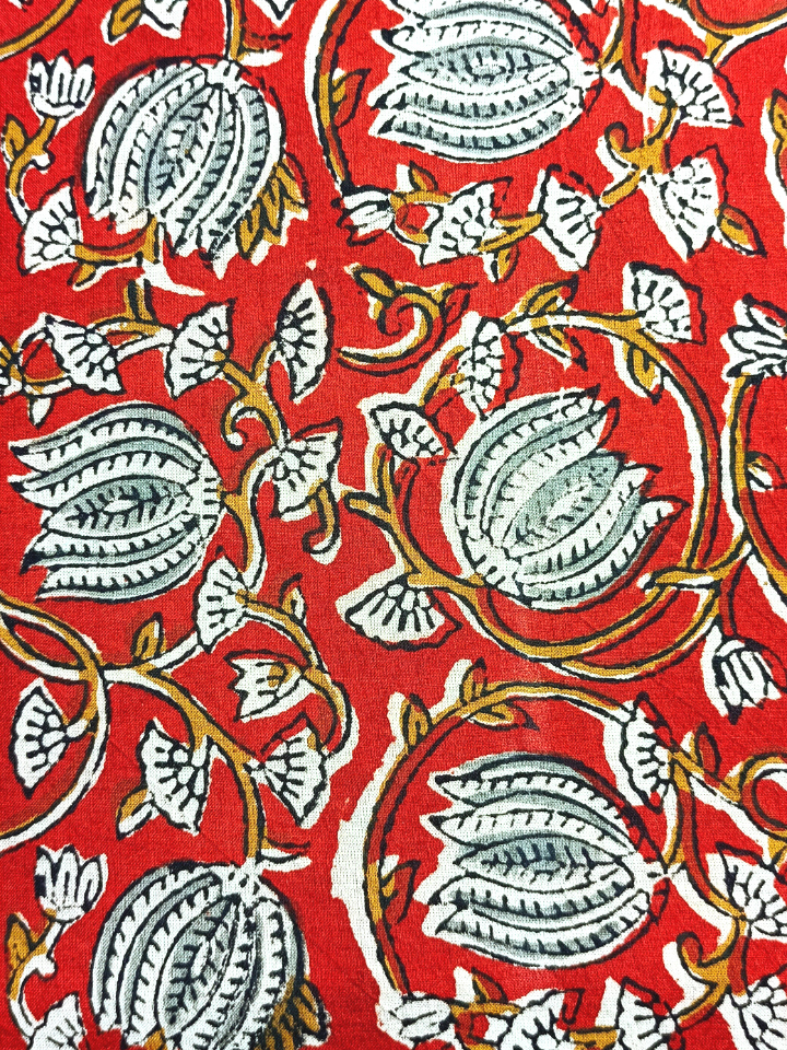 Bagru 5 Kaam Stripes Hand Block Print Fabric