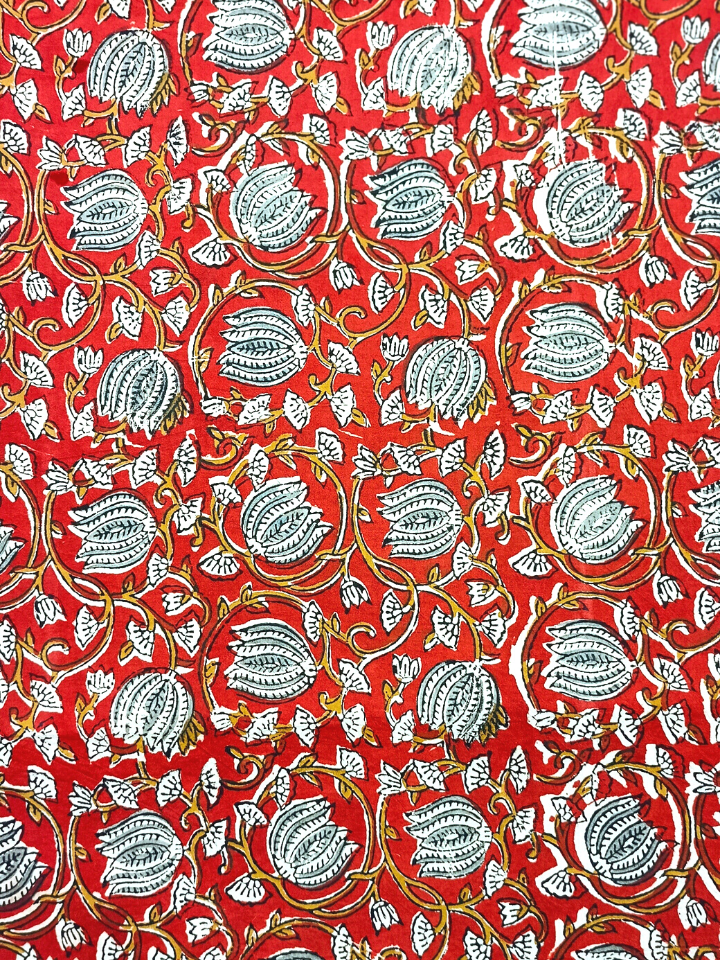 Bagru 5 Kaam Stripes Hand Block Print Fabric