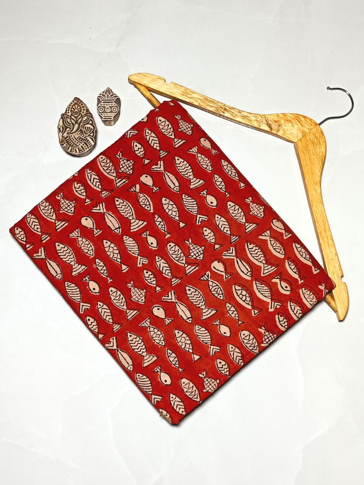 Bagru Small Fish Dark Red Print