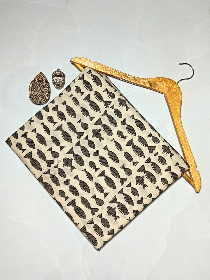Bagru Small Fish Off White Print