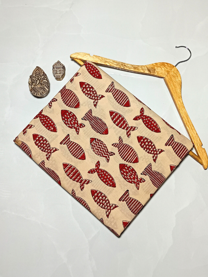 Bagru Big Fish Off Red Print