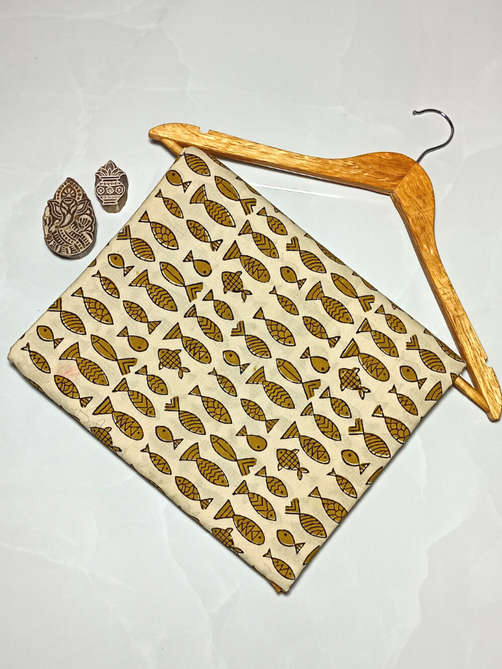 Bagru Small Fish Off Yellow Print