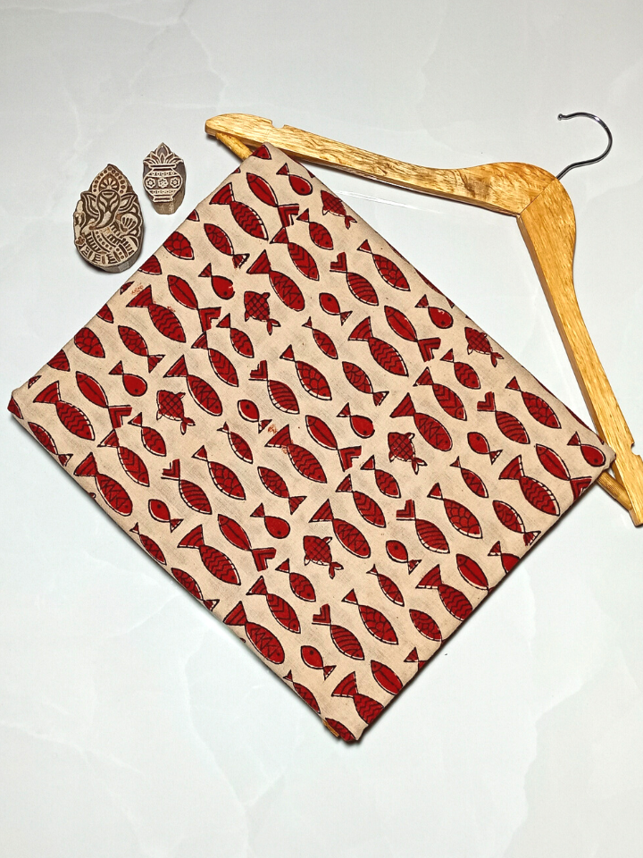 Bagru Small Fish Off Red Print