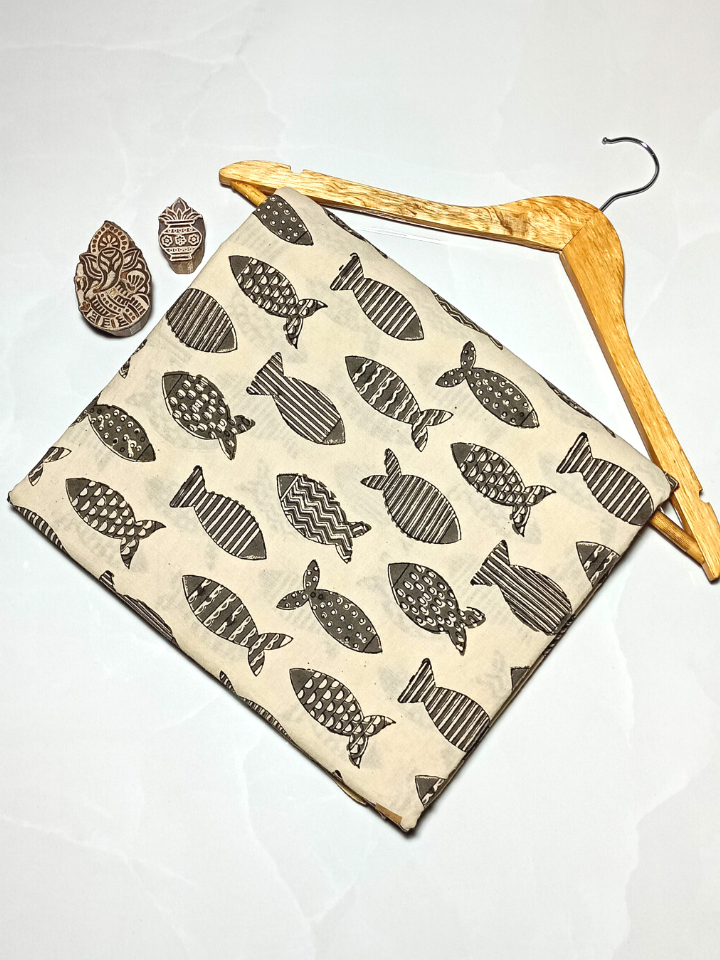 Bagru Big Fish Off White Print