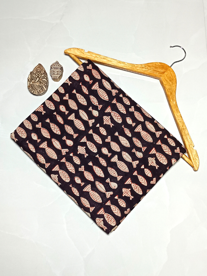 Bagru Small Fish Dark Black Print