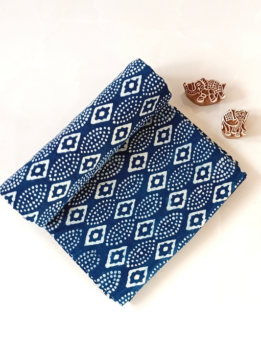Dabu Indigo Geometric Sakapara Print