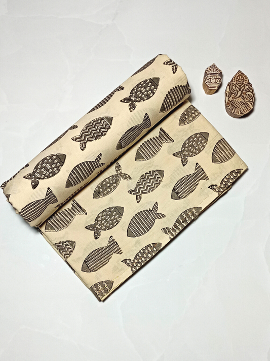 Bagru Big Fish Off White Print