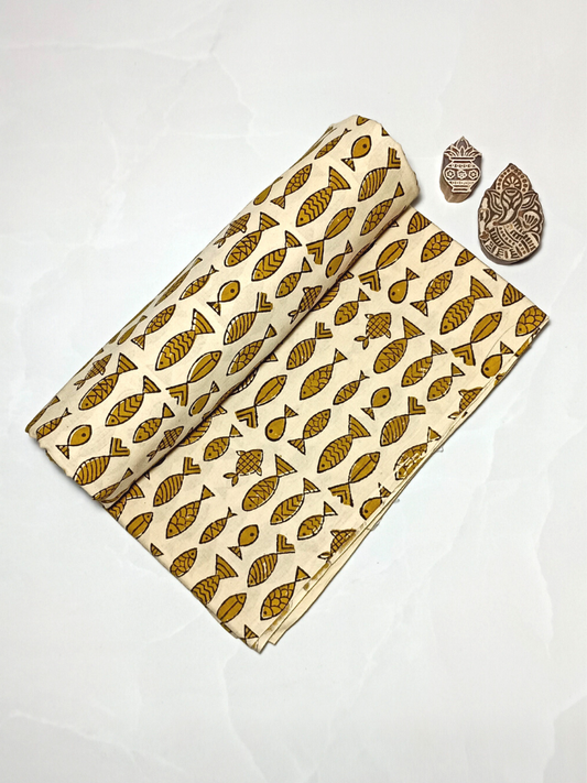 Bagru Small Fish Off Yellow Print