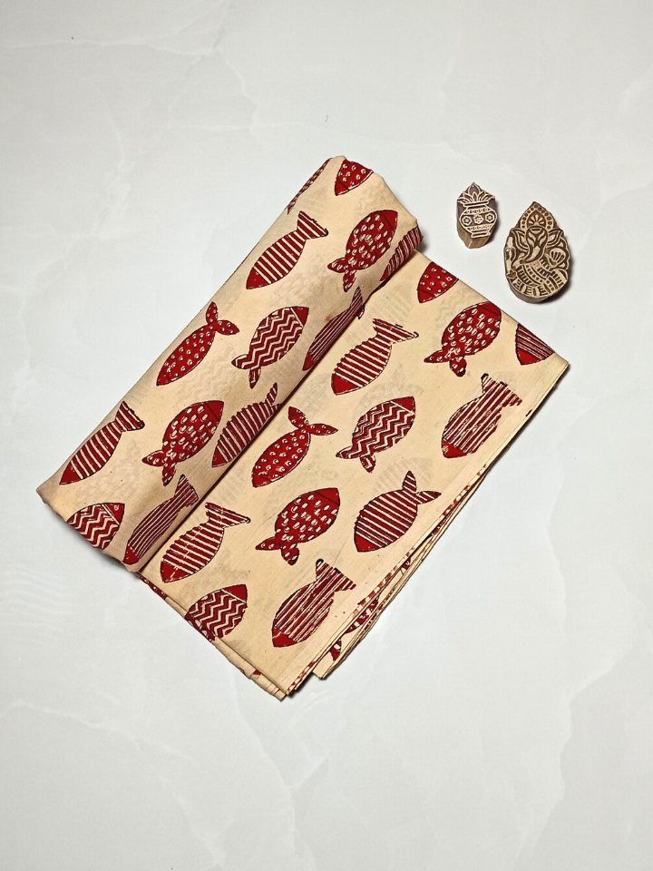 Bagru Big Fish Off Red Print
