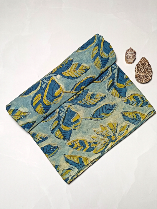 Ajrak Yellow And Indigo Floral Jaal Print