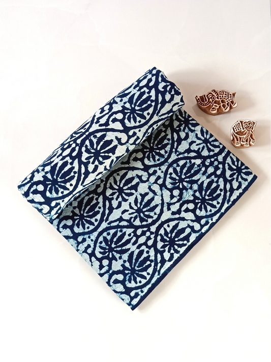 Dabu Indigo Floral Jaal Leave Print