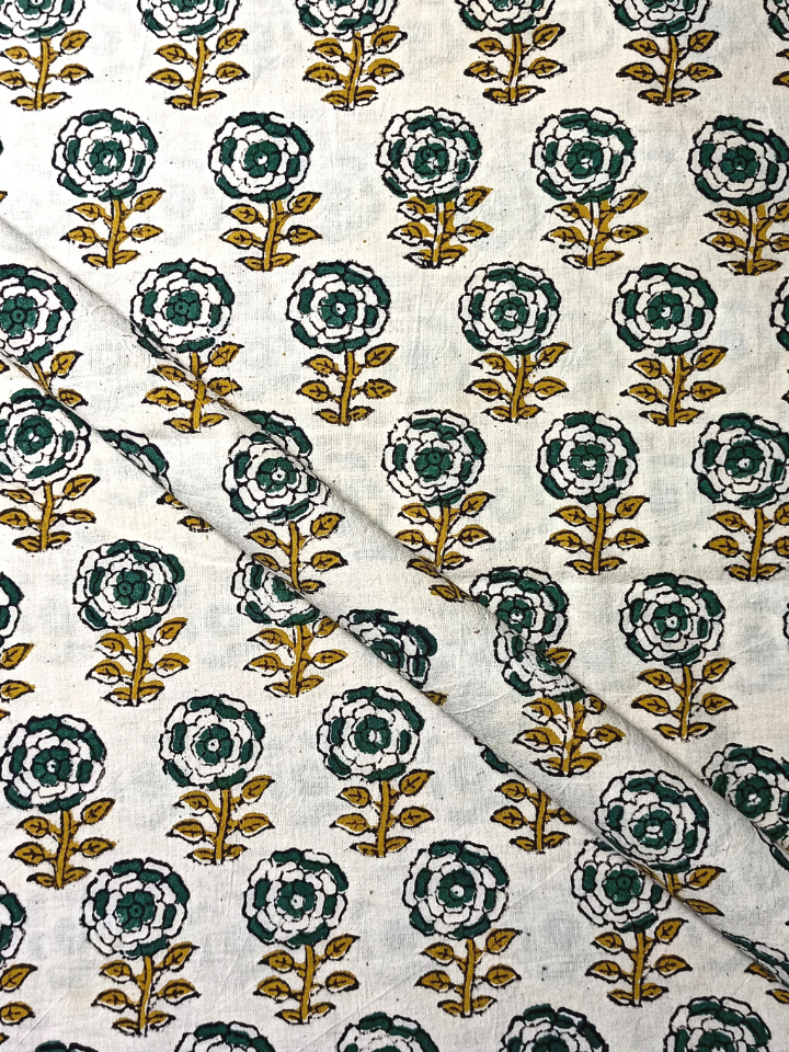 Kalamkari Lotus Jaal Bagru Motif Base Bidami Off White Lotus And Red Leave Colour Hand Block Print