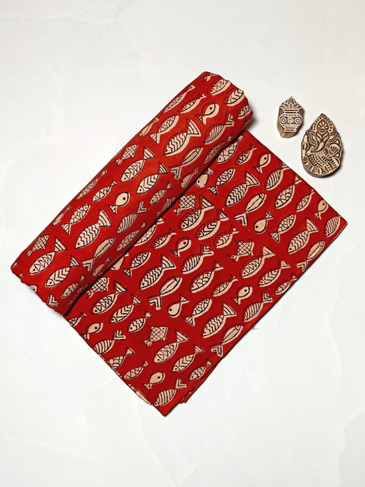 Bagru Small Fish Dark Red Print
