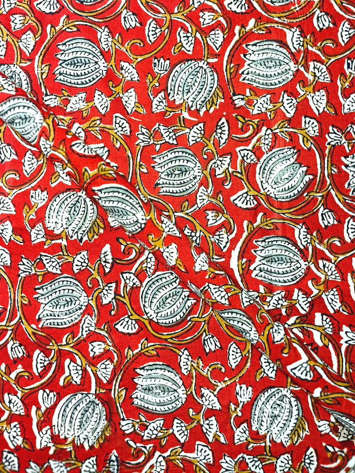 Bagru 5 Kaam Stripes Hand Block Print Fabric